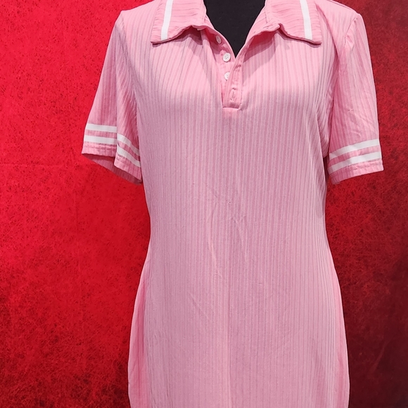 Shein curve pink and white collared bodycon dress pinup punk size 1x - Picture 9 of 11